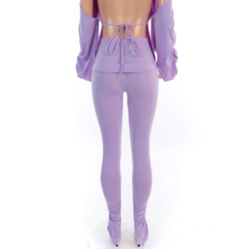 Women's Lavender Zip-Up Jogger Set - Plush Track Pants NWOT - Picture 4 of 4
